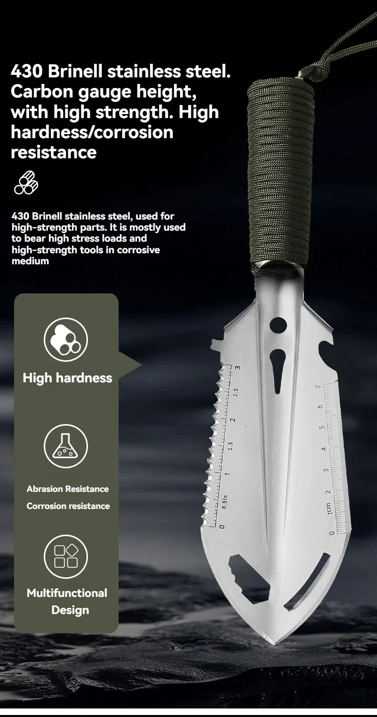 NEUE Camping Tragbare Ingenieursschaufel, Feldüberlebenswerkzeuge, Outdoor Edelstahl Multifunktionale Kleine Handschaufel – Detail 7