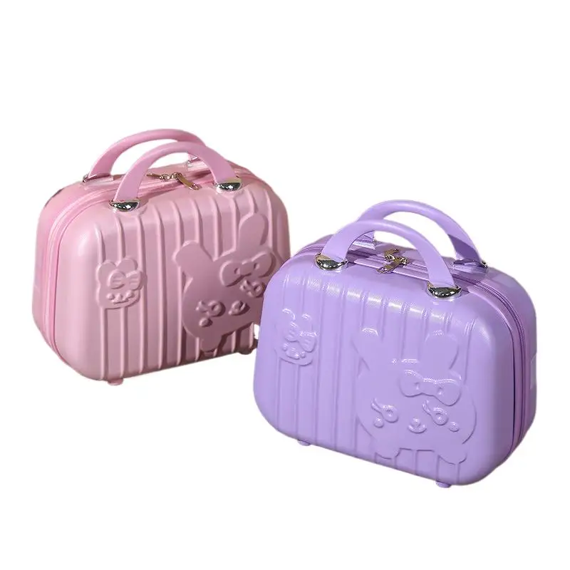 2024 New Cartoon Rabbit Children Suitcase Small Makeup Box ABS Travel Girls Hand Gift Mini Boarding Case Travel Rolling Luggage