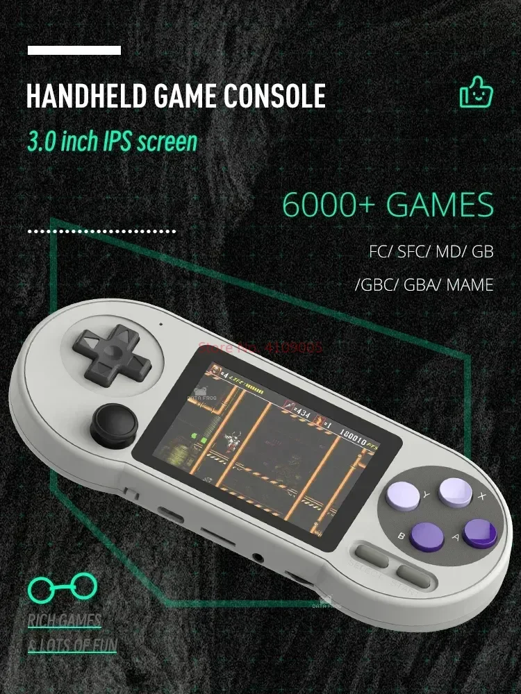 DATA FROG SF2000 Portable Handheld Game Console 3 Inch IPS Retro Game Consoles Built-in 6000 Games Retro Video Games For Kids