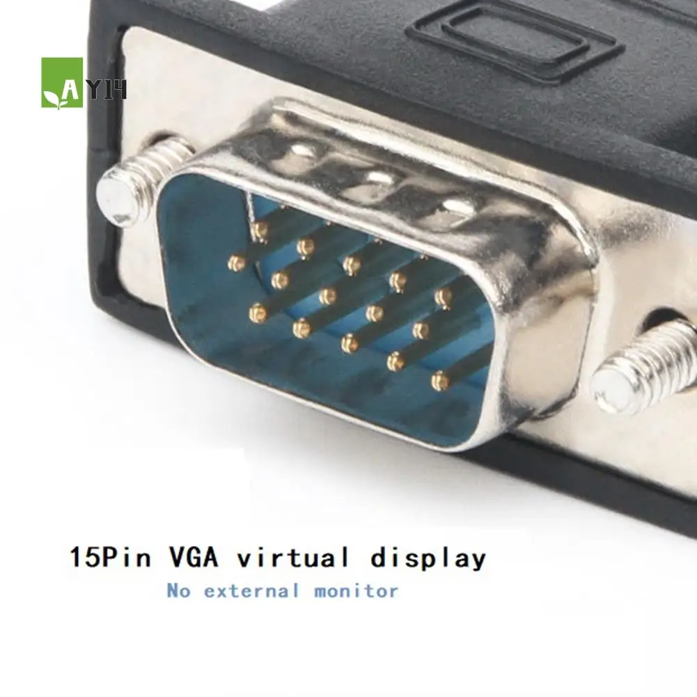 AY14 -2PCS VGA Virtual Display Adapter Male Dummy Plug EDID Headless Ghost Emulator Lock Plate VGA Video Card Spoofer