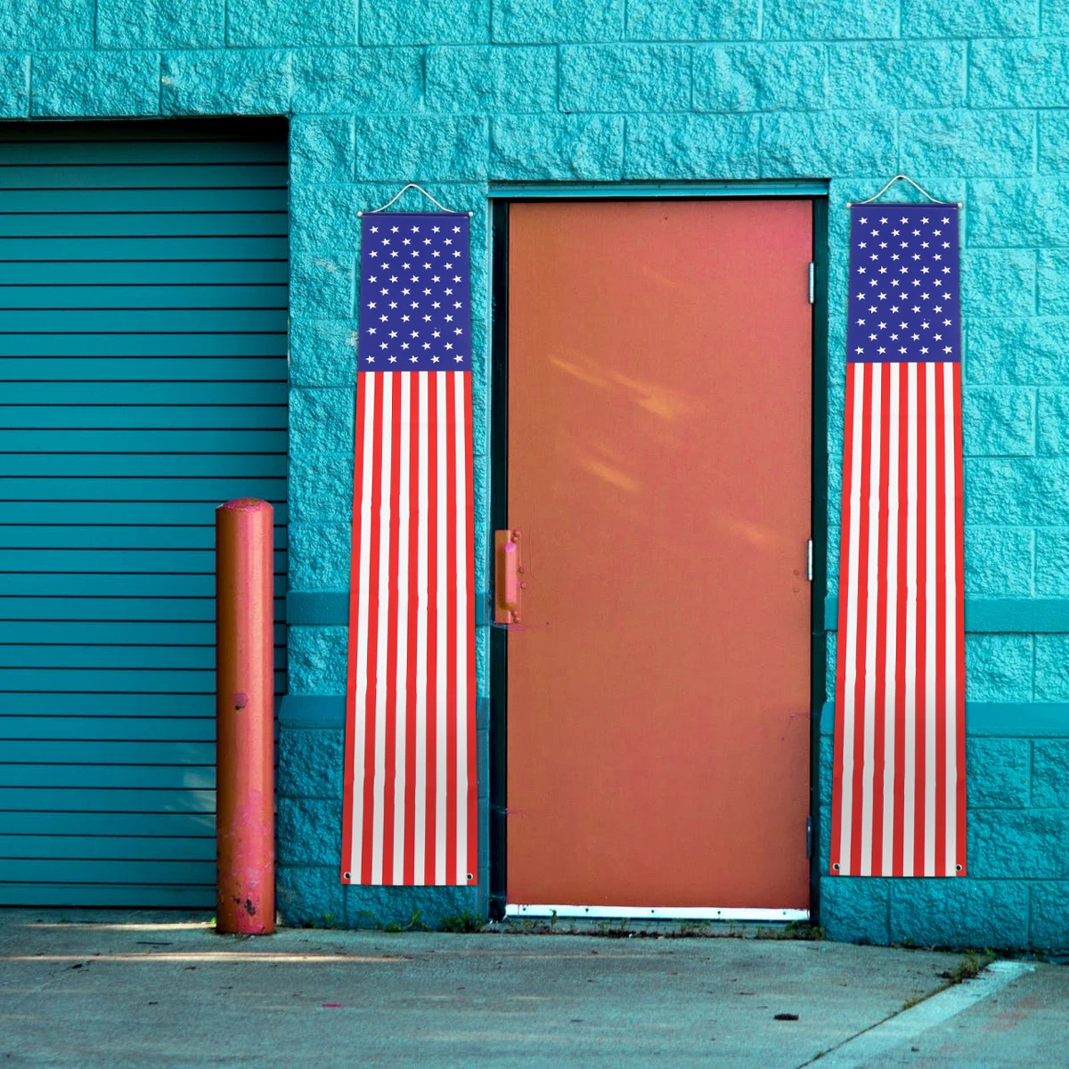 

1Pair Independence Day Theme Hanging Banner Red Door Flag for School Party Outdoor Indoor Decor Festival Background Decoration