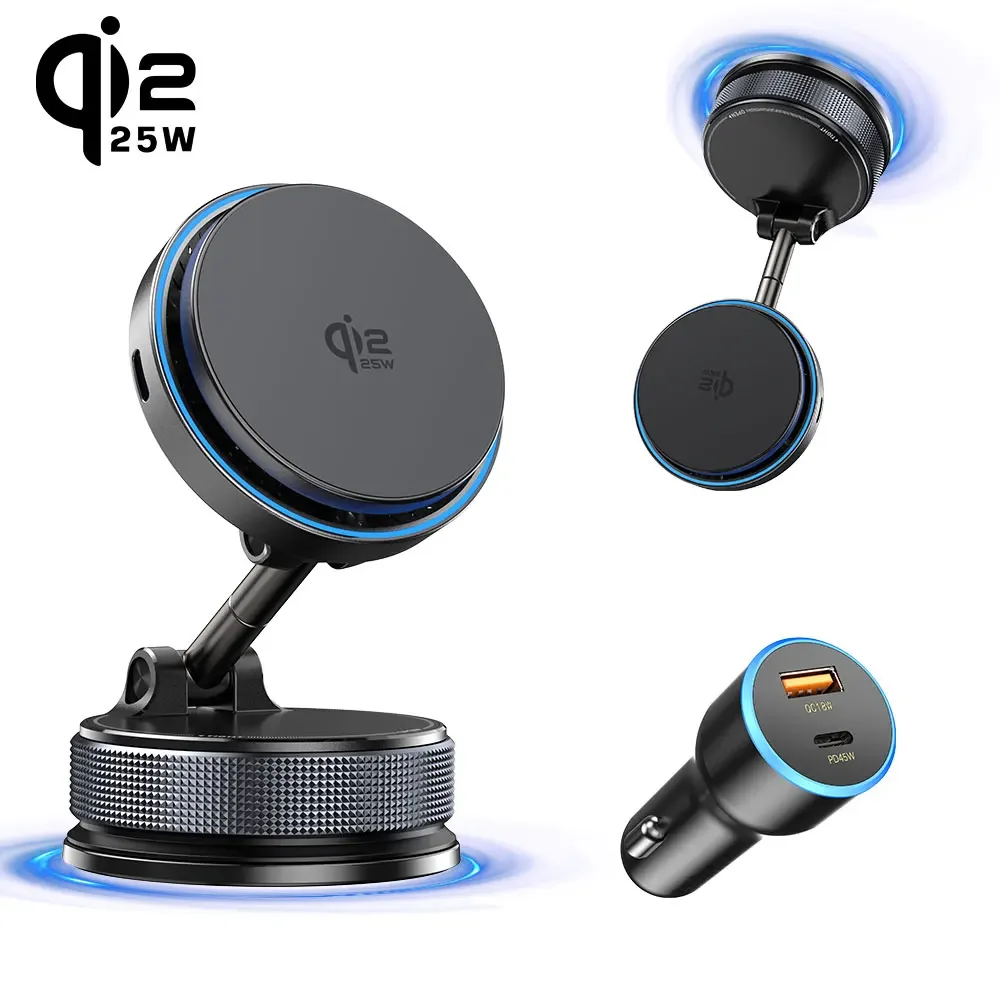 磁力式qi2-25w-車載ワイヤレス充電器、吸盤式スマホホルダー-iphone-17～12-pro-max対応-63w-車載充電器、急速充電スタンド