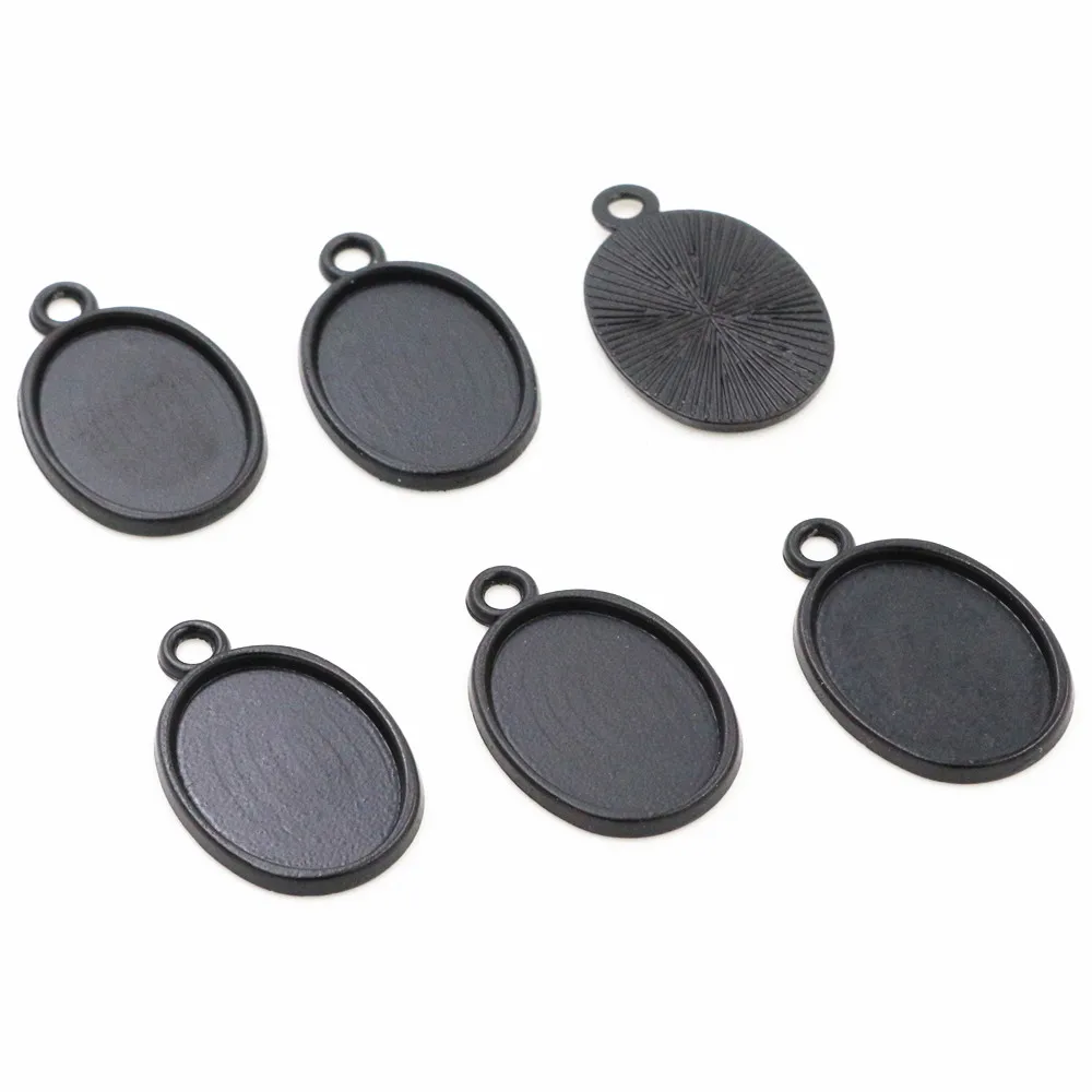 10pcs 13x18mm Inner Size 4 Colors Cameo Cabochon Base Setting Charms Pendant necklace findings