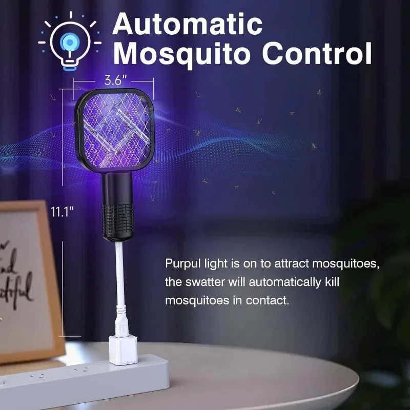 Rechargeable Mosquito Swatter UV Light Bug Zapper Electric Fly Killer Insect Racket Portable Pest Control for Outdoor Camping image 4