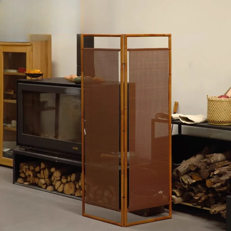 Aesthetic screen, arrow bamboo partition living room new Chinese style, folding mobile tea room decoration folding screen