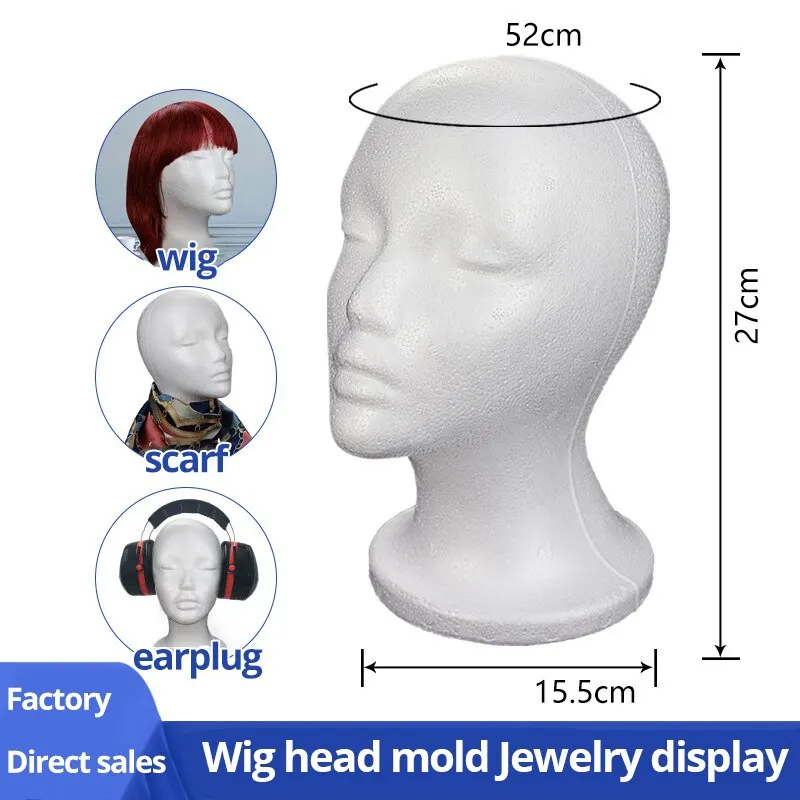 1pc Female White Styrofoam Foam Mannequin Manikin Display Foam Mannequin Head Model Hat Wig Display Stand Rack