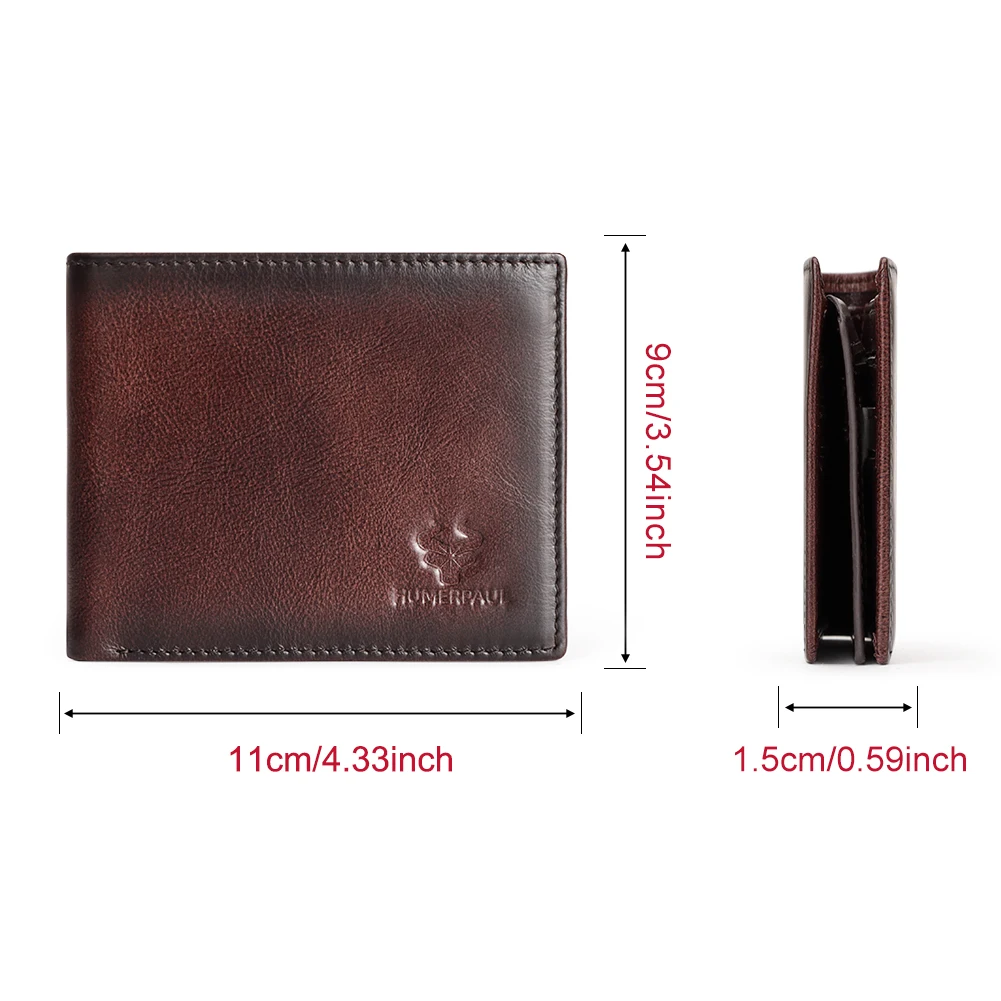 KAVIS Handmade Men\'s Wallet Genuine Leather RFID Card Holder with ID Window Large Capacity Male Storage Money Bag Fashion