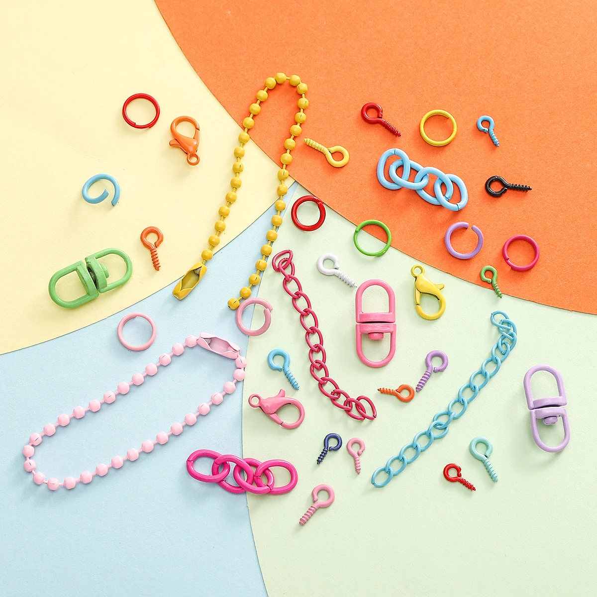 Kleurrijke Gemengde Legering Split Ringetjes Karabijn Oogjes Schroef Pins Sleutelhanger DIY Sieraden Maken Accessoires Benodigdheden
