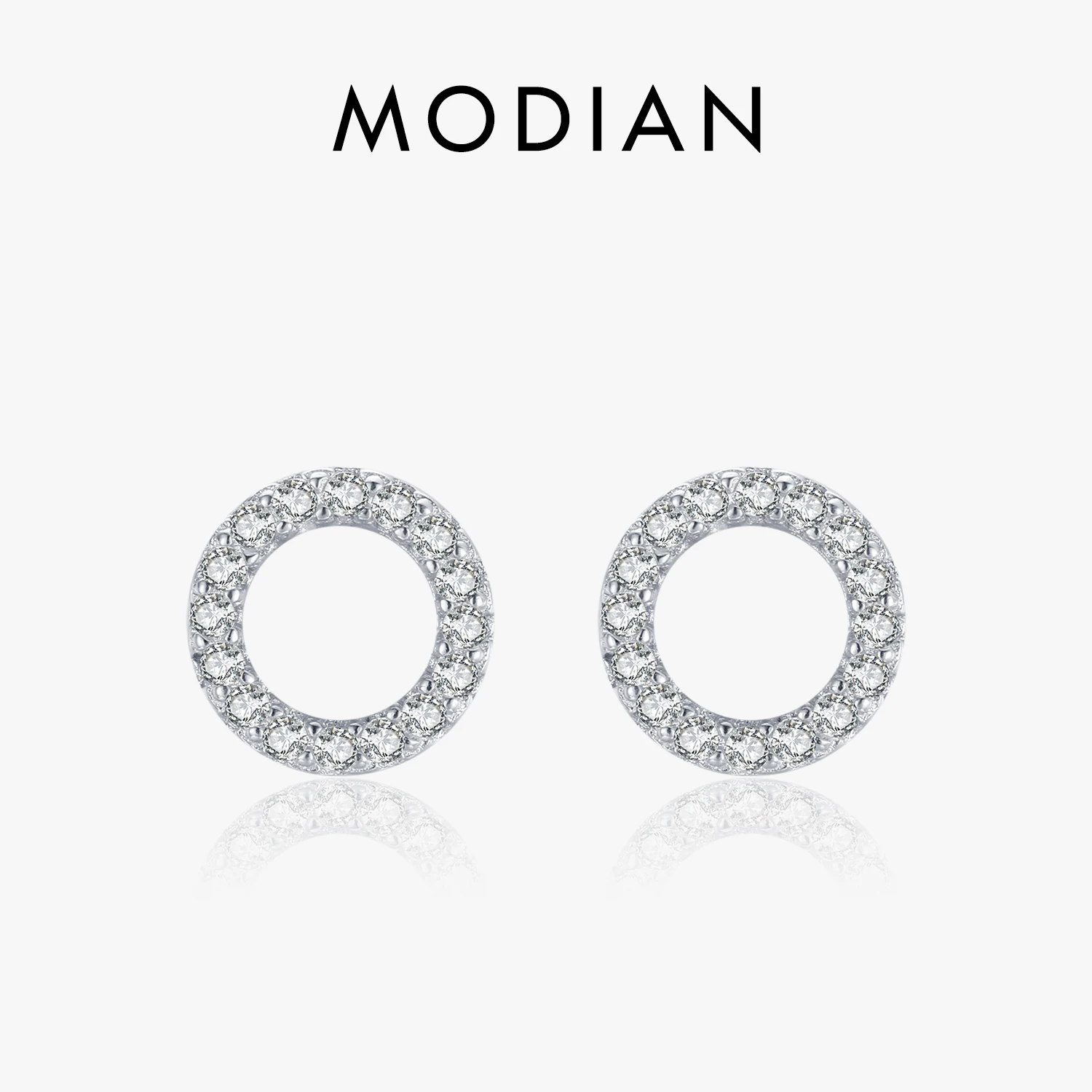 

Modian настоящее серебро 925 пробы простые круглые серьги-гвоздики для женщин блестящие геометрические гипоаллергенные ювелирные изделия с цирконием подарки для детей