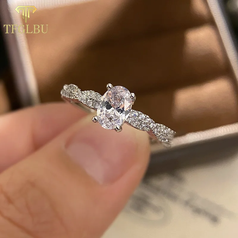 

1ct Moissanite Diamond Wedding Band Pigeon egg Ring For Women S925 Sterling Silver Engagement Party Fine Valentine Jewelry Gift