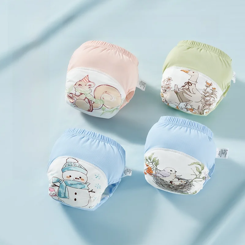 

2 шт., детские штаны для приучения к горшку, многоразовые, водонепроницаемые, дышащие, охлаждающие, тренировочное нижнее белье для малышей, чехол для подгузника, размер 90 100