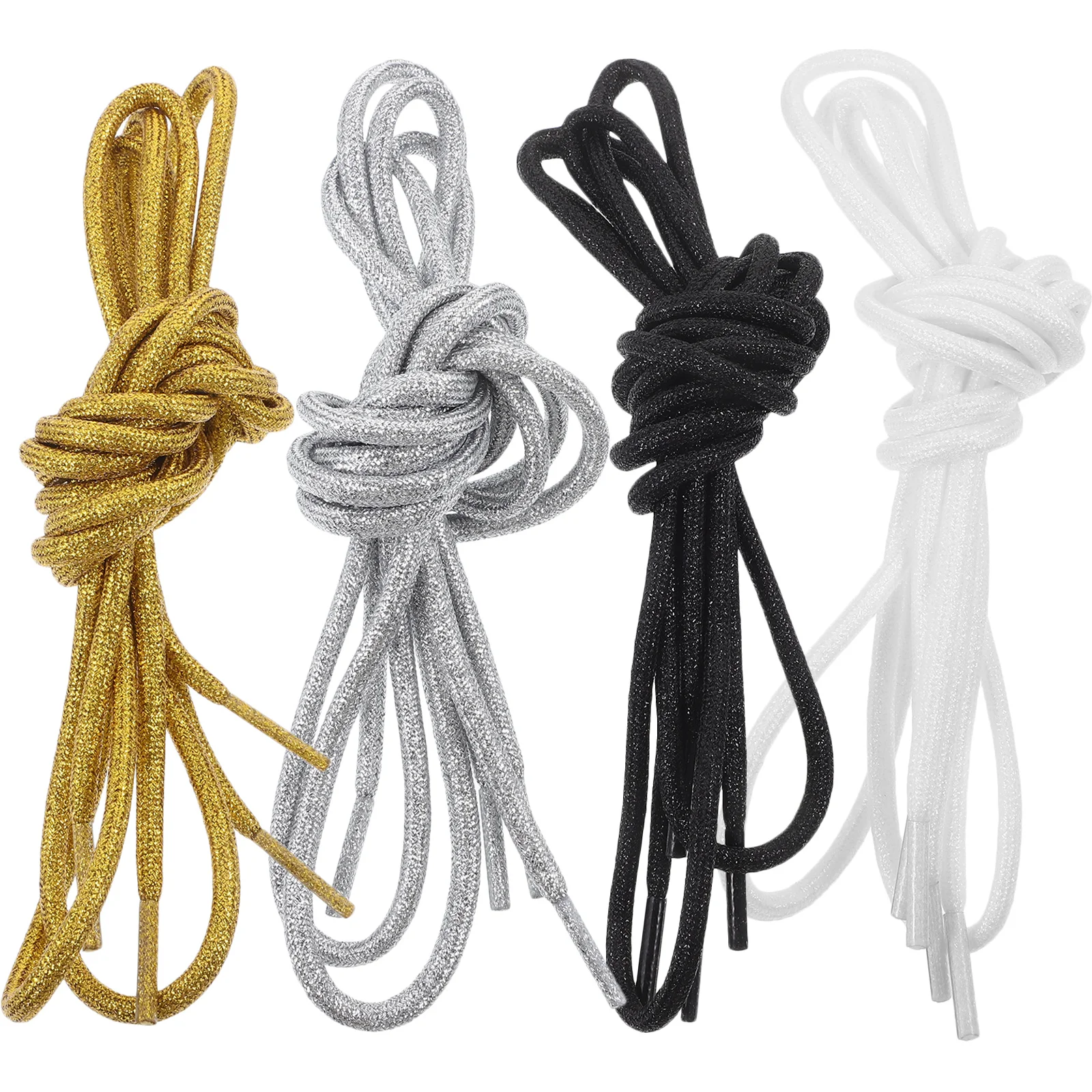 

4Pairs Metal Shoelaces Stylish Fashionable Design Easy to Use Replacement Laces for Men Women Sports Shoes Boots