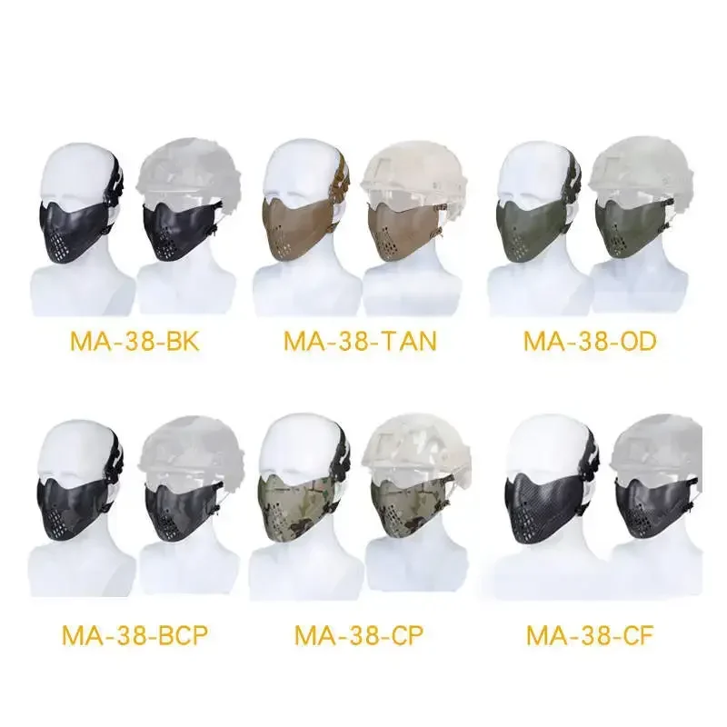 Tactical Half Face Mask Soft Breathable Training CS Game Protective Mouth Protector Airsoft Paintball Accessories multicolor