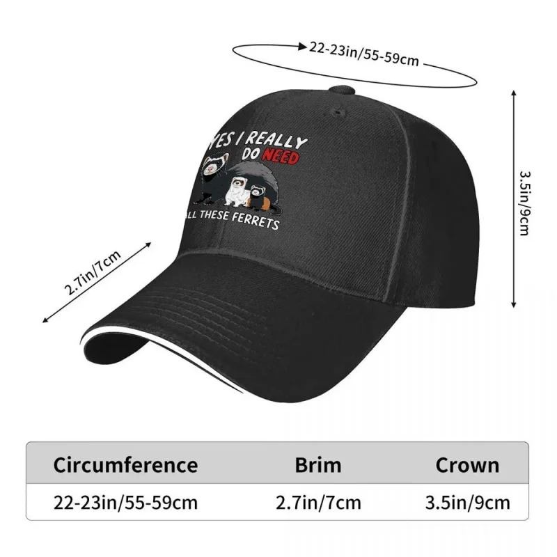 Ferret Pattern Baseball Cap Adjustable Duckbill Hat Unisex Outdoor Sports Cap