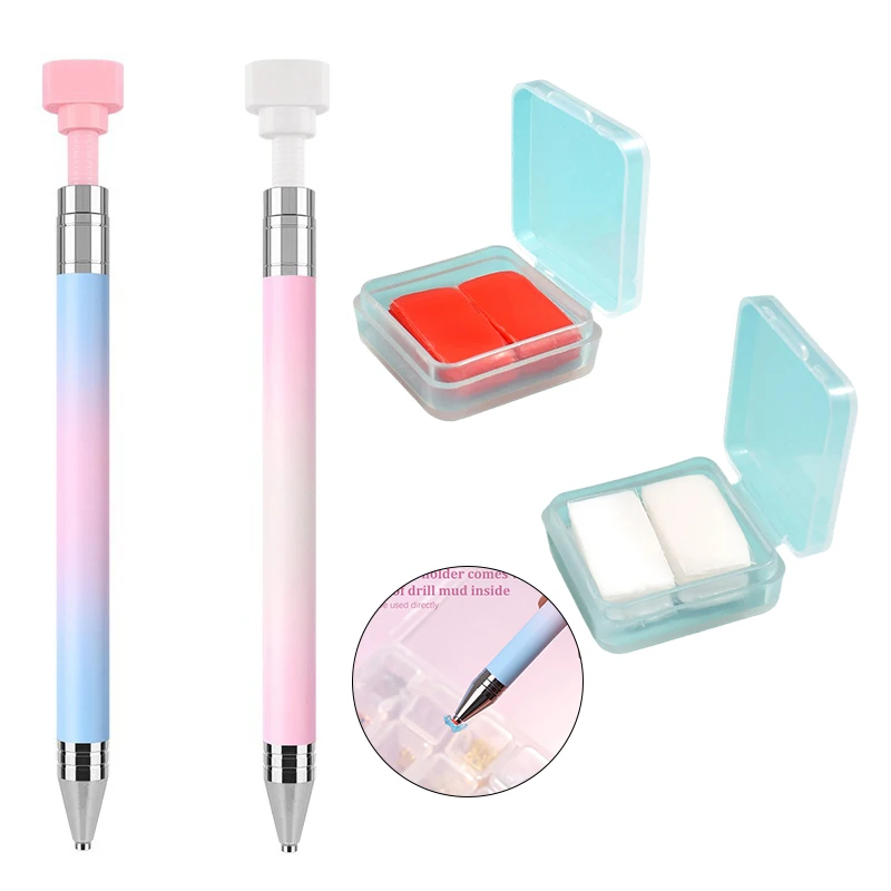 Nail Art Rhinestone Pen Refillable Crayons Rotating Glue Dot Drill Pen For Nail Art Diy Diamond Art Accessories Quick Tool