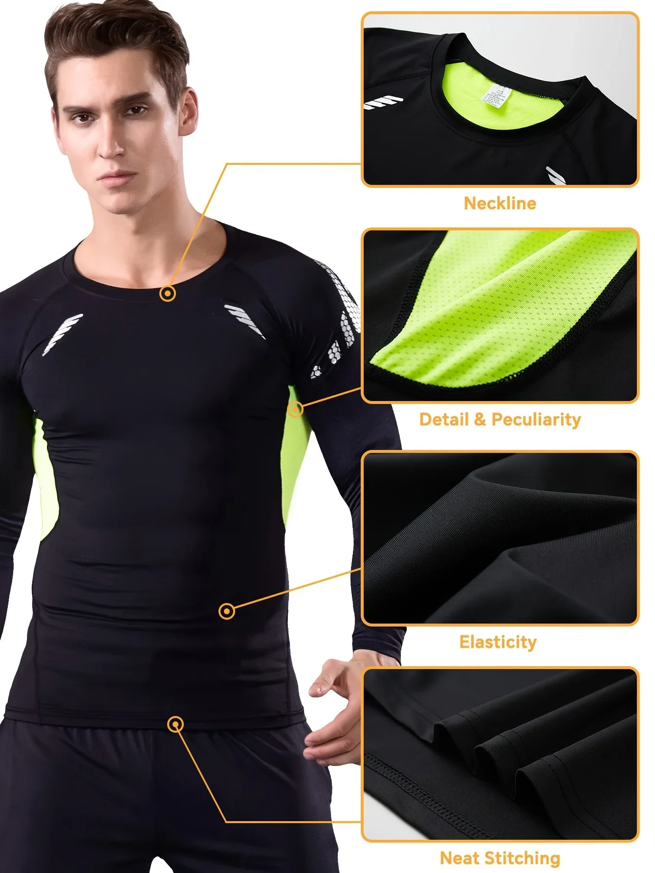 

Slim men's long sleeve, quick drying breathable, cool and comfortable, flexible movement