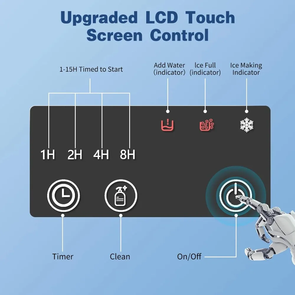 Ice maker countertop, portable chewing ice machine with timer, 40 pounds/24 hours, self-cleaning