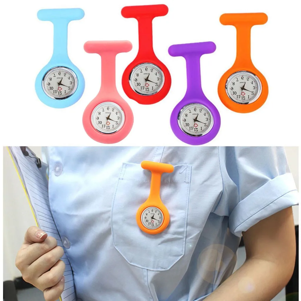 Mini relojes de bolsillo bonitos A reloj de enfermera de silicona broche túnica Fob reloj con batería gratis médico Unisex relojes reloj