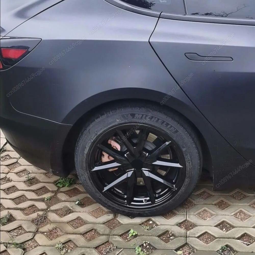 For Tesla Model 3 2017 To 2023 ABS Gloss Black Wheel Cap Kit Original Car Erformance Replacement 4PCS Sport Style HubCap 18 Inch