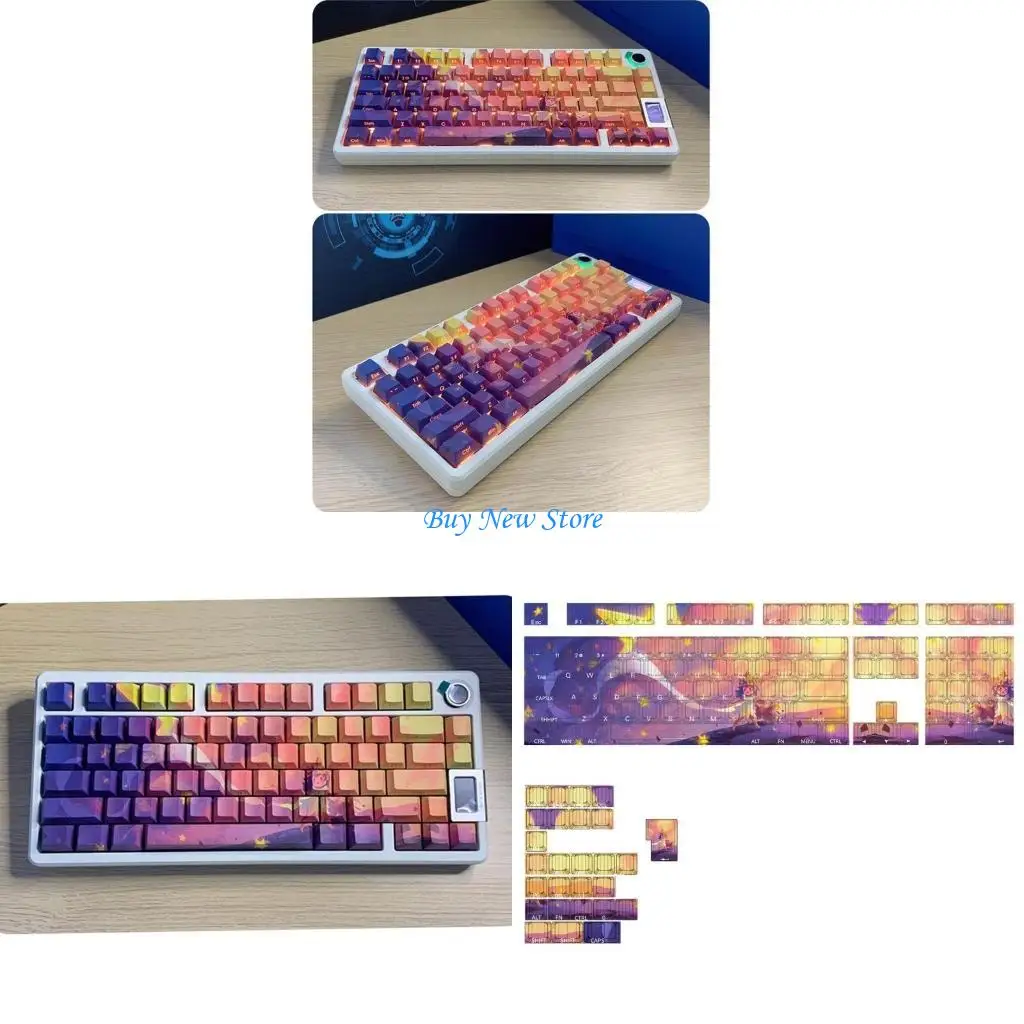 

20ce 134pcs Keycaps Themed PBT Side Print через подсветку клавиш набор для игровой механической клавиатуры