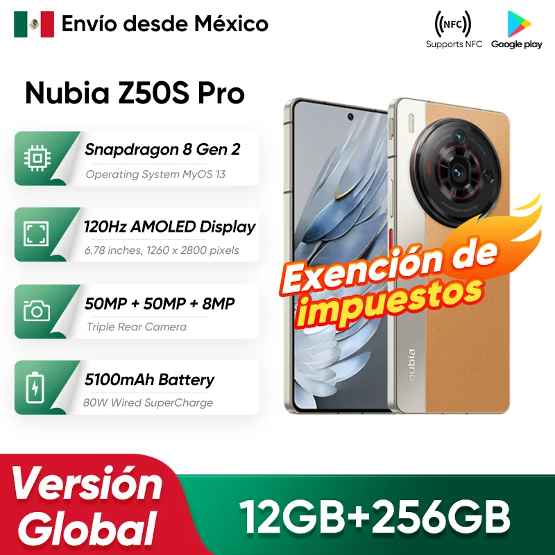 الإصدار العالمي من الهاتف الذكي Nubia Z50S Pro 5g بشاشة Amoled 120 هرتز Snapdragon 8 Gen 2 أحدث كاميرا مزدوجة 50 ميجا بكسل 80 وات شحن سريع
