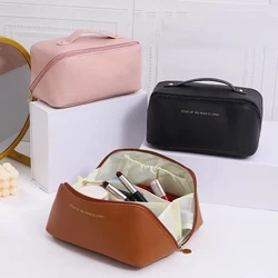 Pu Fashion Women Pillow Cosmetic Bag borsa da viaggio per trucco di grande capacità borsa portatile con cerniera per la conservazione del lavaggio quadrato