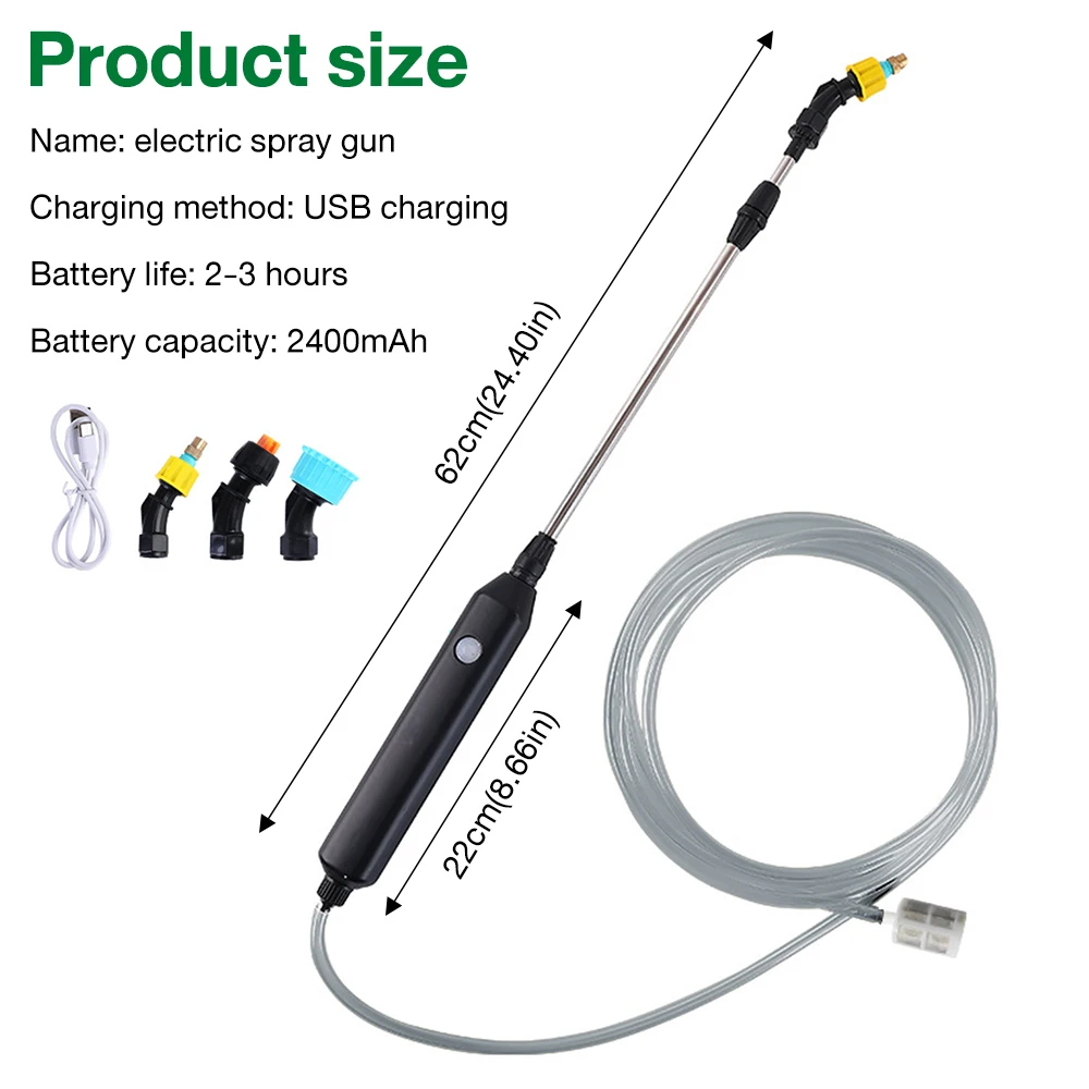 

Электрический автоматический пистолет-распылитель с 3 типами насадок, 2400 мАч, перезаряжаемый распылитель для орошения сада, спринклер для полива