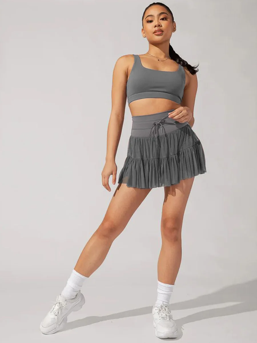 Damen-Rockhose mit Spitze und Rüschenkanten, Shorts mit weitem Bein, drapiertes Gefühl, vielseitige, lässige Rockhose