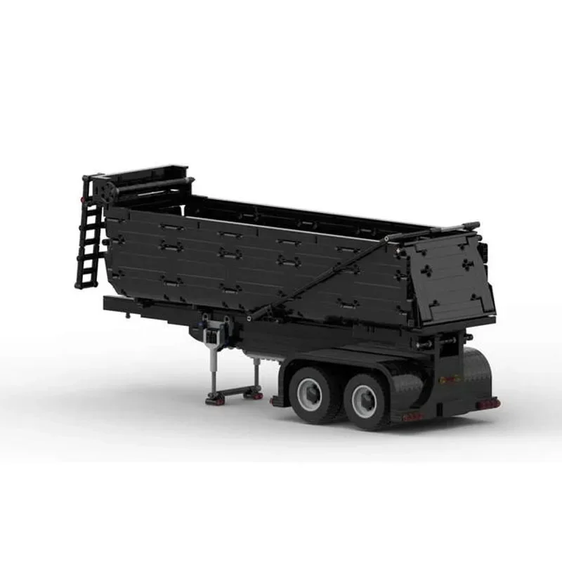 Building Block Model MOC-112424 City Transport Cargo Black Tilt Triaxial Trailer 1728 Parts Custom Birthday New Year Toy Gift