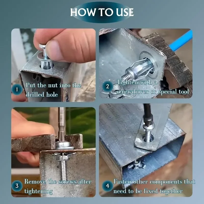 100/4 Uds. Tuercas de tornillo de pétalo anclajes de tornillo tuerca de remache de Metal tapones de expansión abrazadera remaches bloqueo perno fijo tablero sujetadores de pared