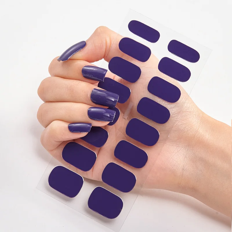 Hot Sales 16 Tips Volledige Cover Gradiënt Nail Stickers Multi Kleur Zelfklevende Slider Geen Uv Lamp Uitgeharde Druk op Nail Decal