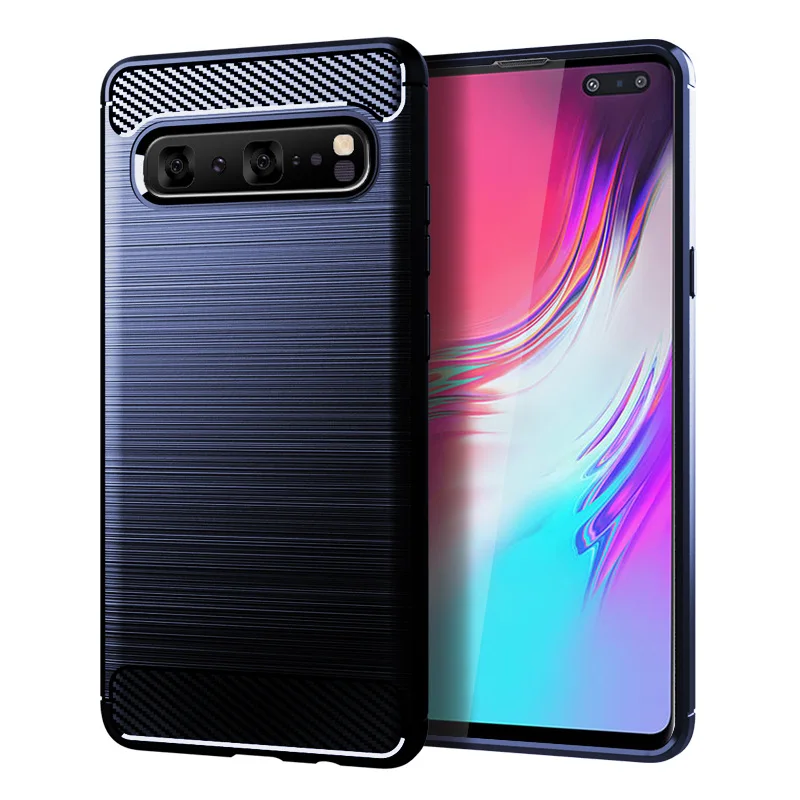 For Samsung S10 5G Silicone Full Protective Matte Soft Phone Cover For galaxy s10 5g Shockproof Carbon Fiber Cases Coque Fundas