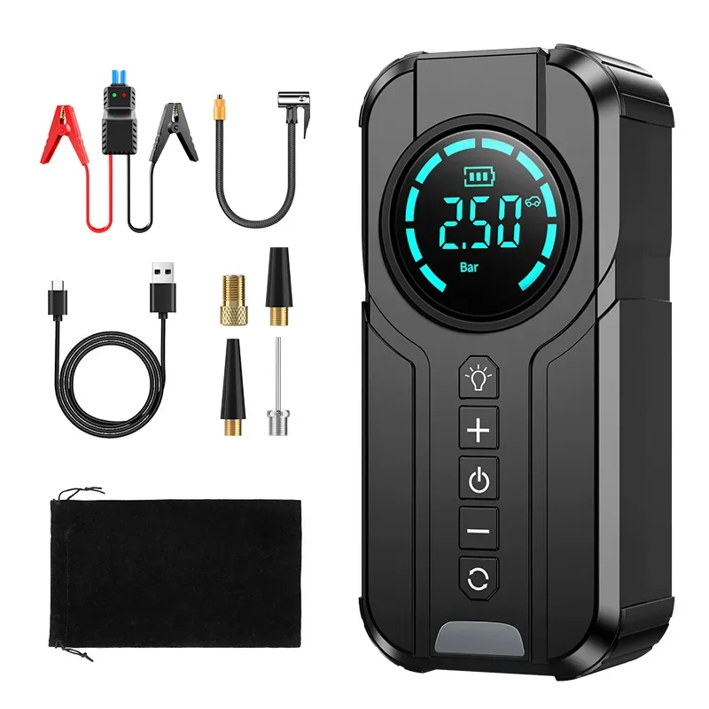 Car emergency start power supply, air pump integrated multi-function portable ignition starter