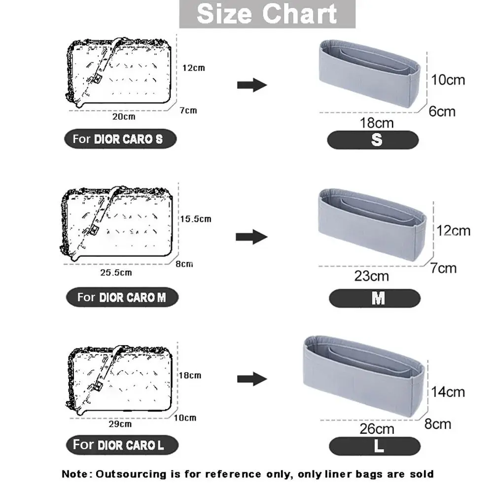 High-quality Durable Felt Handbag Insert Bag Bag Support Storage Purse Liner Portable Organization Bag Organiser For CARO