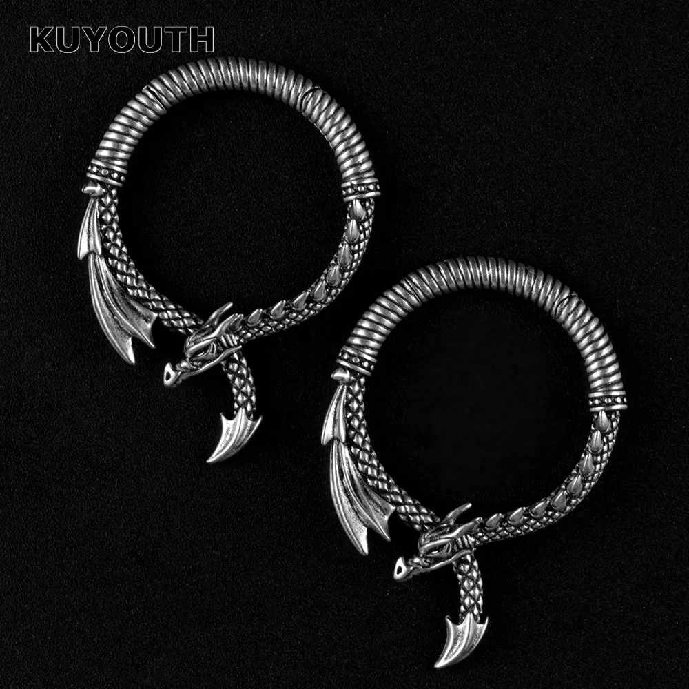 KUYOUTH Fashion Copper Ring Dragon Buckle Ear Weight Gauges Body Jewelry Piercing Earring Expanders Stretchers 3mm 2PCS