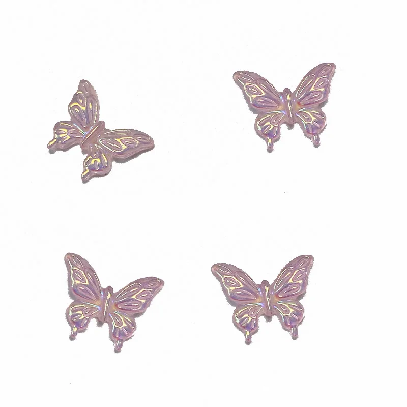 20szt Aurora Butterfly Nail Decoration Charms Mixed Bolk Liquid Butterfly Nail Art Biżuteria Akcesoria 3D Nightlight Nail Parts