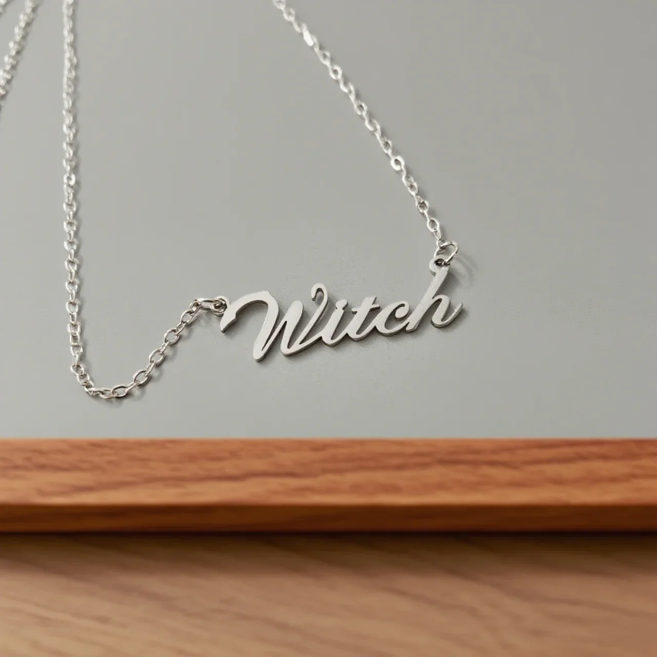10PCS Cursive Letter Witch Necklace Stainless Steel Magic Wicca Alphabet Word Halloween Pendant Chain Collar Choker for Women