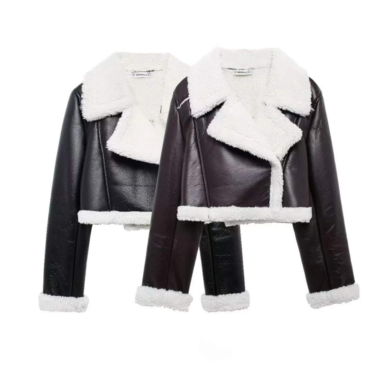 

【Urban Edge】2025 A/W Women's Shearling-Lined Jacket Notched Lapel Oversized Street Style Coat Ribbed Cuffs Winter Outerwear