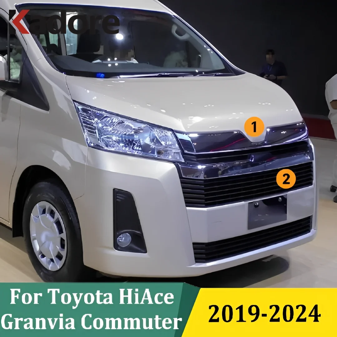 

For Toyota HiAce Granvia Commuter 2019-2021 2022 2023 2024 Chrome Front Grille Trim Racing Grills Around Frames Car Accessories
