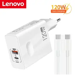 New Lenovo 120W Fast Charger GaN USB Type C PD Cable Fast Charging Quick Charge 3.0 Adapter For Hawei Xiaomi Samsung Cellphones