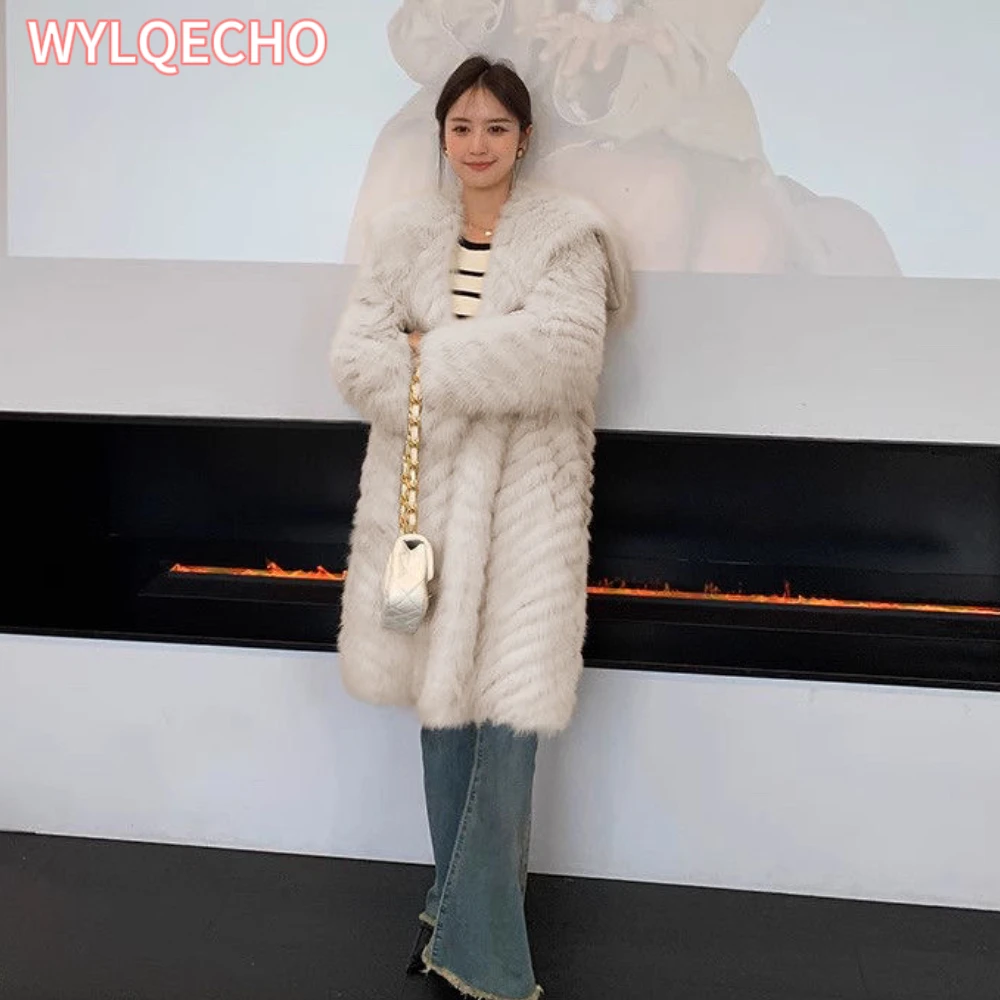 Casaco de pele espessa monocromático feminino, elegante manga comprida, streetwear chique, fofo e quente, casacos brancos para senhoras, moda, 2023, inverno