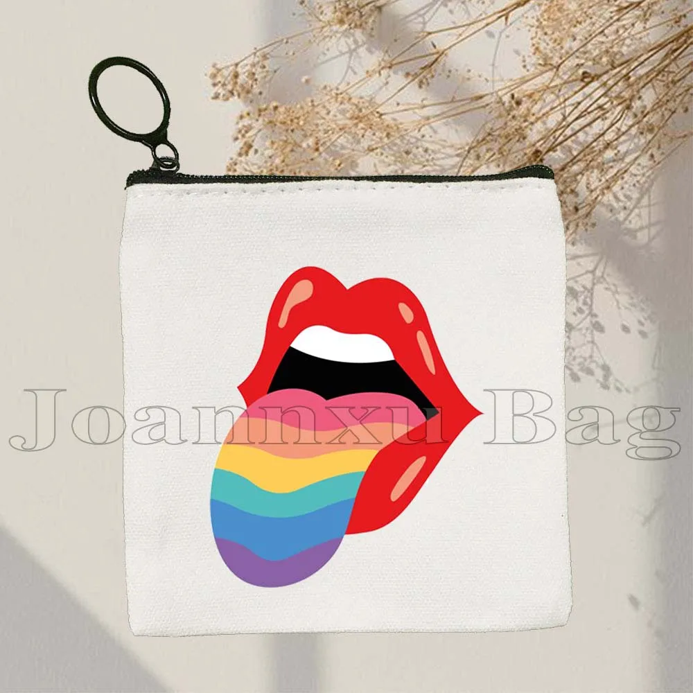 EQUALITY Arco-íris coração orgulho gay lgbtqia presentes bonitos bolsa de moedas de lona bolsa pequena praça chave sacos de cartão de armazenamento carteira bolsa com zíper