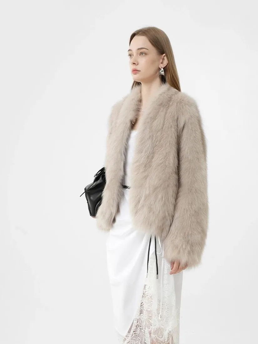 Abrigos con cuello desmontable de piel sintética para mujer, chaqueta de noche gruesa de terciopelo Ins para esposa, chaqueta de seda acanalada, cómoda y ligera