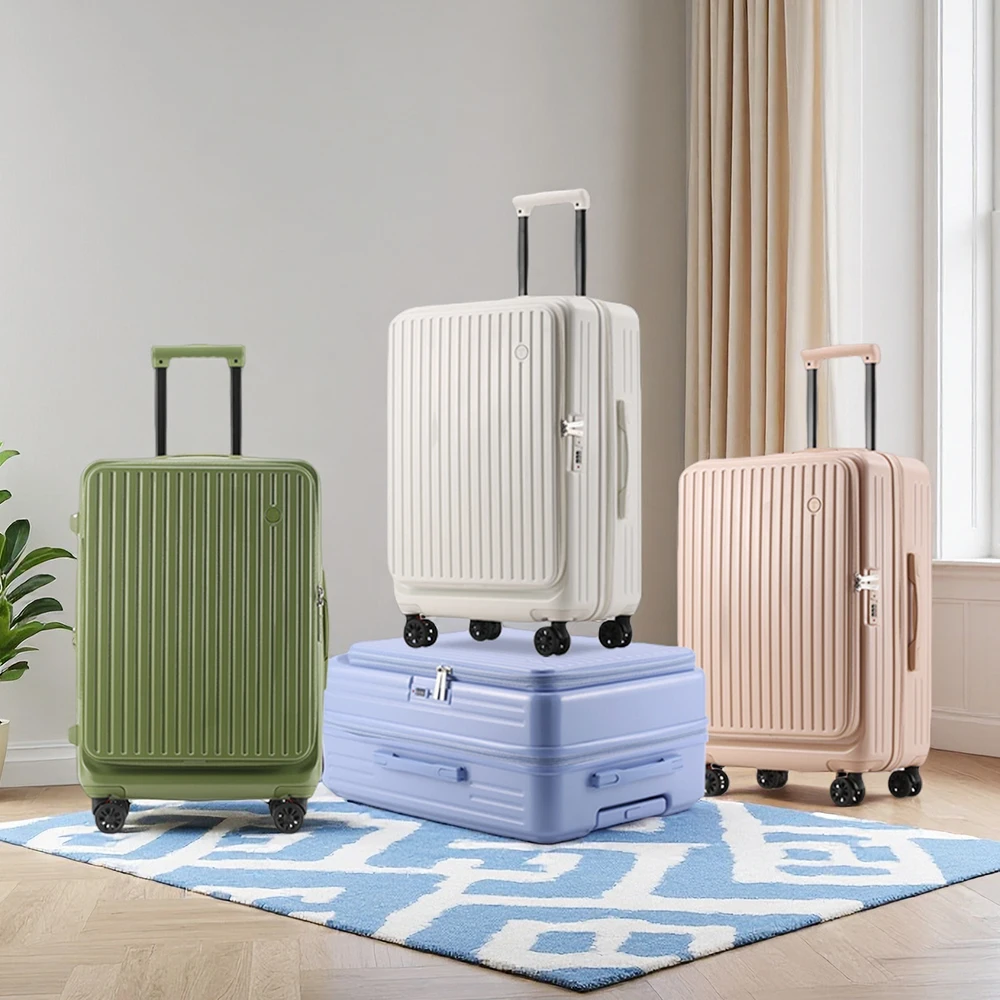 سعة كبيرة قابلة للتوسيع حقيبة متعددة الوظائف الجانب افتتاح الأمتعة الصعود حامل الكأس عجلات الفرامل امتصاص الصدمات