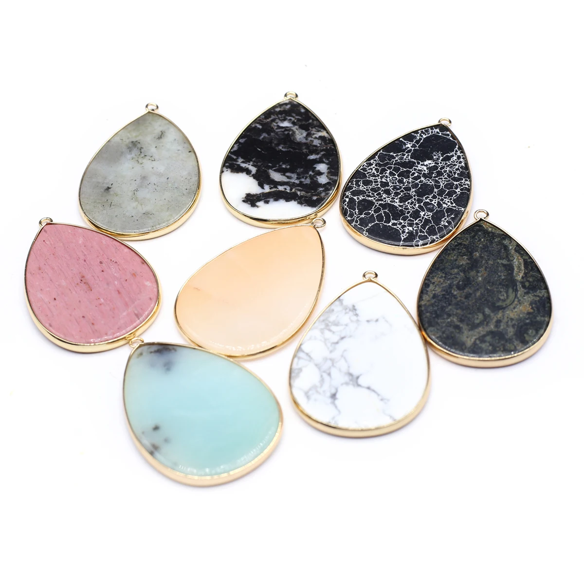 

4 Pcs Water Drop Shape Random Healing Crystal Stone Pendants Agate Charms for Making Jewelry Necklace Gift