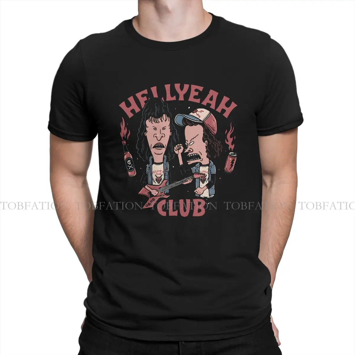 Beavis and Butthead Hellyeah Club T Shirt Punk Men's Tees Summer 100% Cotton Clothing O-Neck TShirt