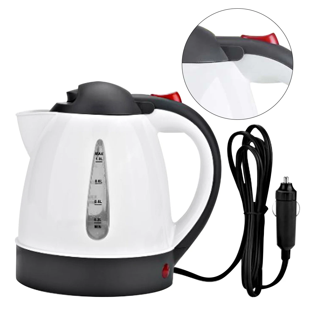 Car Truck Electric Kettle 1000ml Portable Travel Water Boiler Truck Car Coffee Tea Heating Water Bottle Heated Pot 12V 24V