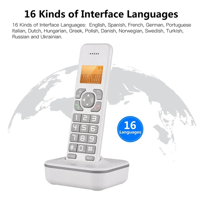 M01K D1102B Cordless Phone With Answering Machine Caller ID/Call Waiting 1.6 Inch Backlight LCD 3 Line Screen EU Plug