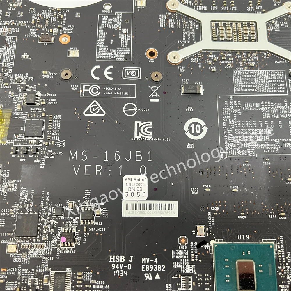 MS-16JB1 MS-16J9B Original For MSI GE62VR GE72VR GP62VR Laptop Motherboard i5-7300HQ I7-7700HQ GTX1060 3GB 100% Test OK