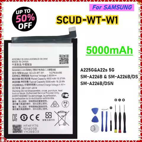 5000mAh High-capacity SCUD-WT-W1 Phone Battery for Samsung SM-A226 Galaxy A22 5G A22s 5G SCUD-WT-W1 WT-N1 Replacement Batteries